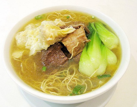 Beef Frank and Wonton Noodle in Soup
